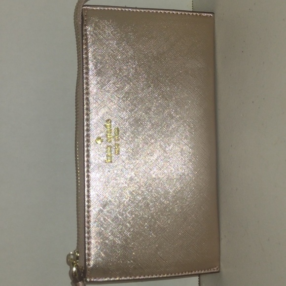 Kate Spade metallic light pink Continental three pocket wallet wristlet clutch - Picture 14 of 16